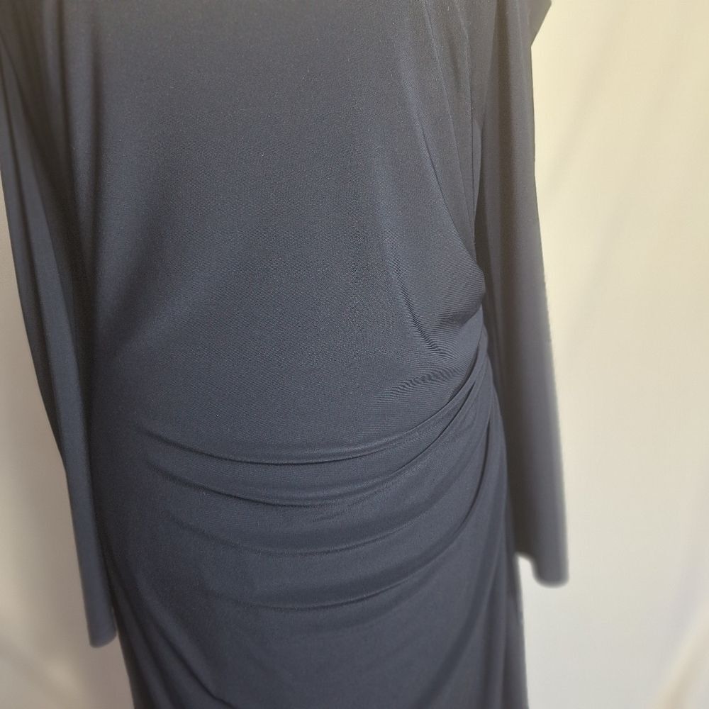 Lauren Ralph Lauren Navy Evening Dress Slinky Cold Shoulder Size 12 Womens - Picture 4 of 15